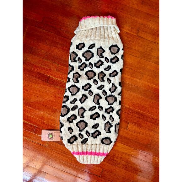 NWT Chilly Dog Cream Brown Leopard Dod Sweater XXL Large Dog Mock Neck Winter - Picture 3 of 4